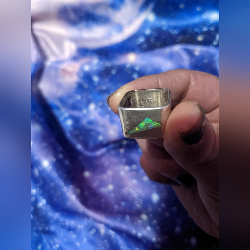Unique Sterling Silver Square Ring With Opal *Siz… - image 7
